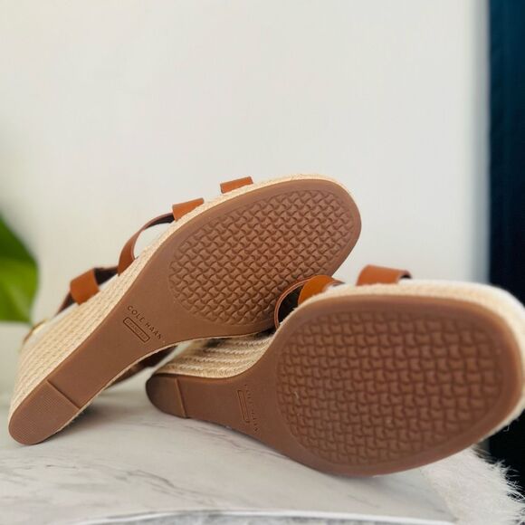 Cole Haan Crystal Wedge Leather Espadrille Strap Sandal, Brown, Size 11, NWOB - Picture 14 of 16